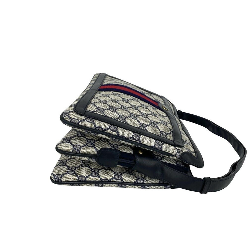 GUCCI Old Gucci Sherry Line GG Logo Pattern Leather Shoulder Bag/Sacoche - Na... - Picture 6 of 10